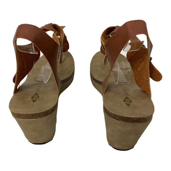 Jolimal Boho Leather Braided Cognac Wedge Sandals, Size 10 - Picture 7 of 13